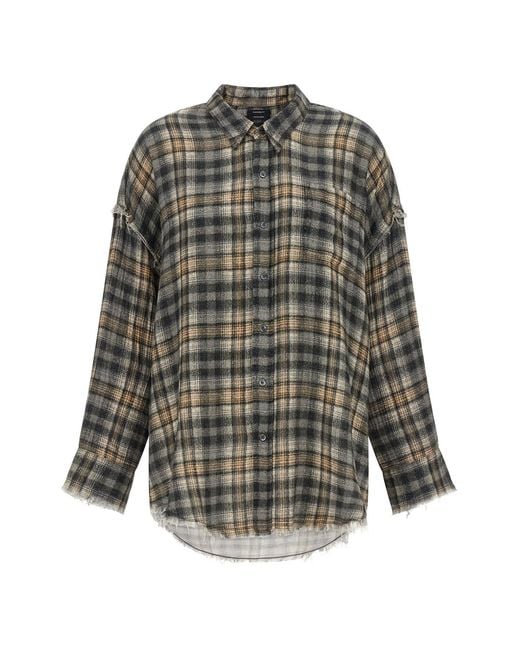 R13 Gray Raw Cut Hem Shirt