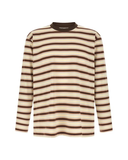 Auralee White Gradient Stripes T-shirt for men