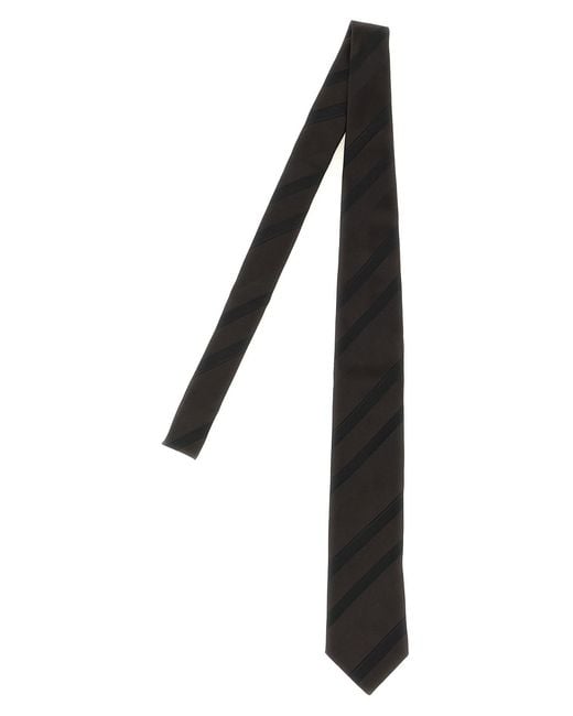 Brunello Cucinelli Black Regimental Silk Tie for men