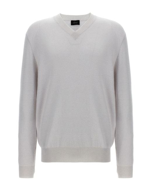 Brioni Gray V-Neck Sweater for men
