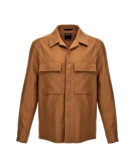 Zegna Brown Linen Jacket for men