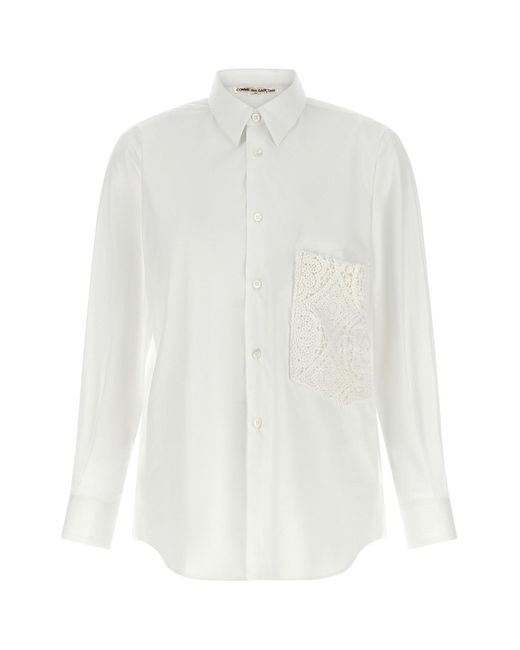 Comme des Garçons White Crochet Pocket Shirt