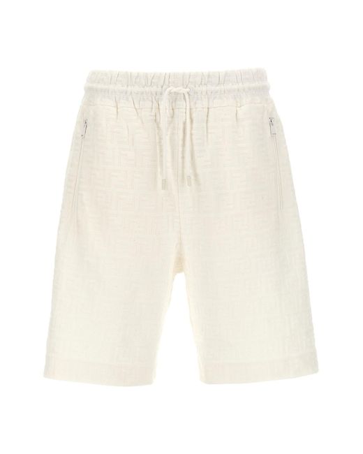 Fendi Bermuda-Shorts Aus Jacquard in White für Herren