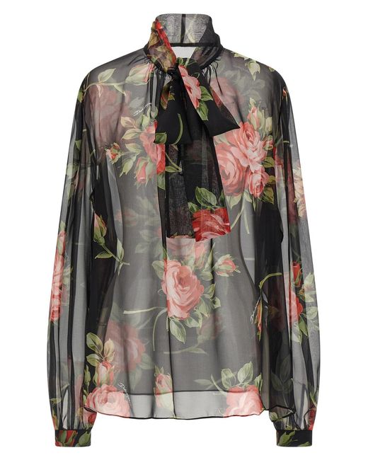 Dolce & Gabbana Black 'bouquet Rose' Top