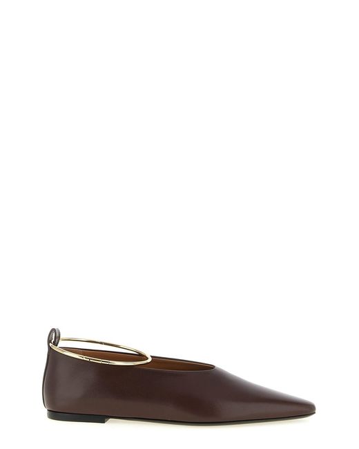 Jil Sander Brown 'ring' Ballet Flats