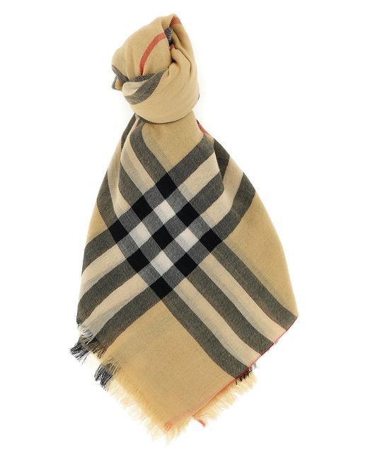 Burberry Metallic Check Wool Scarf