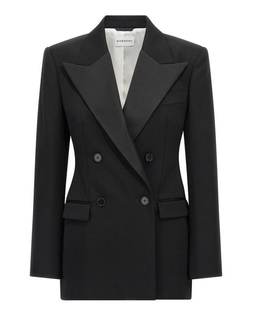 Givenchy Black Satin Lapel Blazer