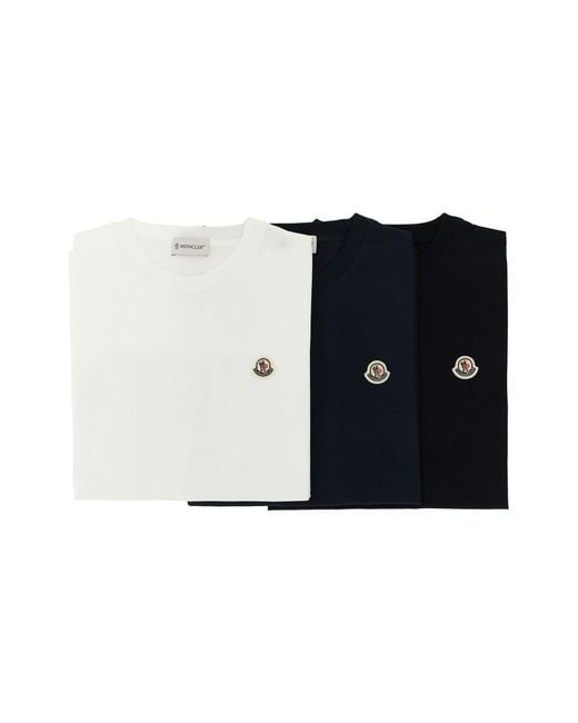 Moncler Black 3-pack Logo Patch T-shirt for men