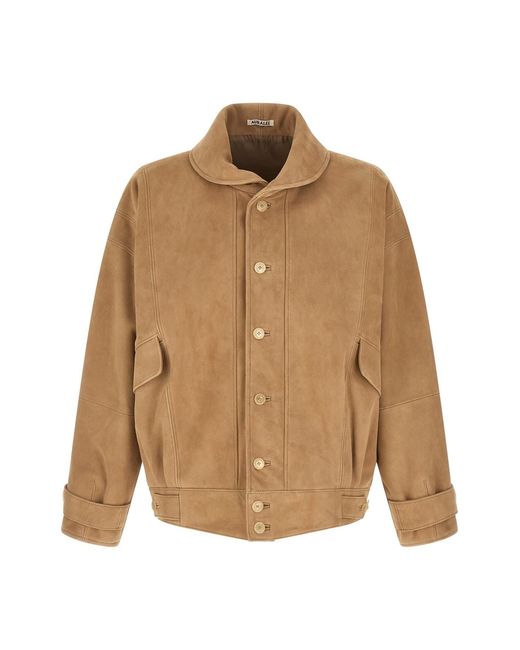 Auralee Natural Full Grain Leather Blouson for men