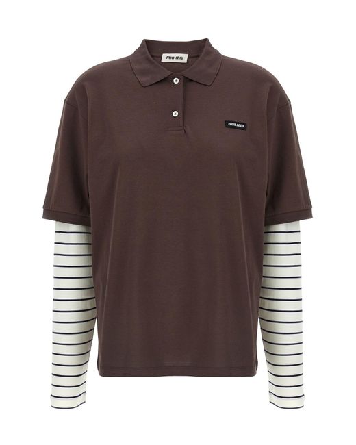 Miu Miu Brown Doppellagiges Polohemd