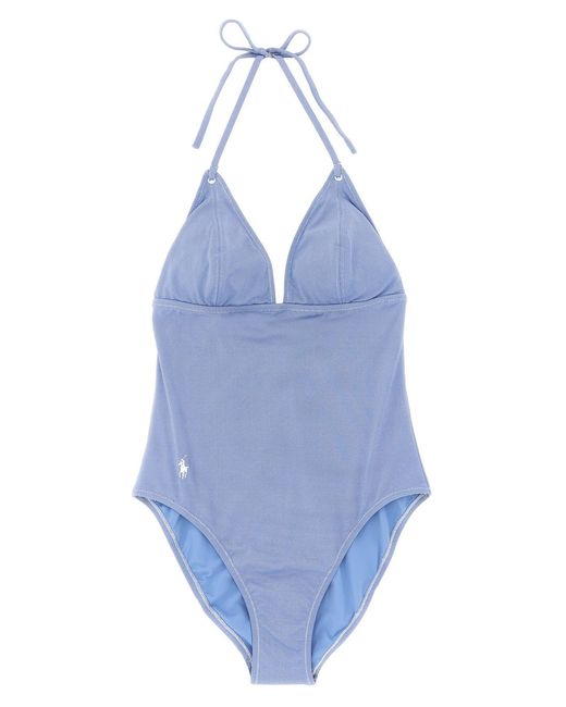 Polo Ralph Lauren Blue 'Polo' One-Piece Swimsuit
