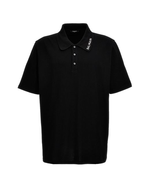 Balmain Black Logo Polo Shirt for men