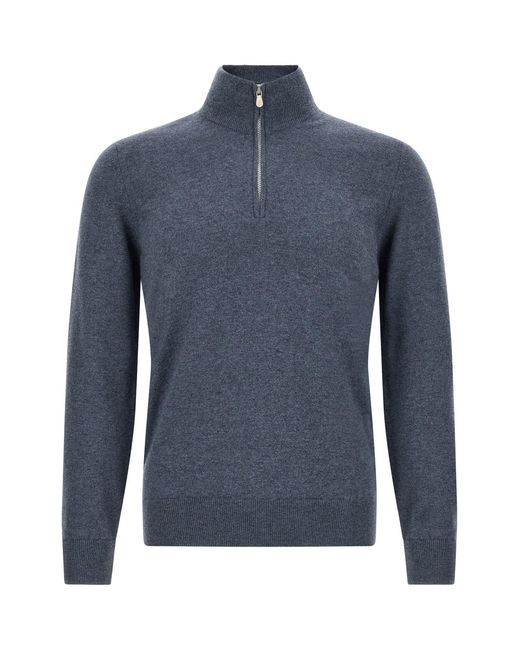 Brunello Cucinelli Blue Half-zip Sweater for men