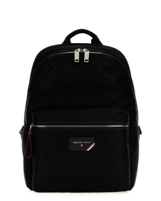 Bally Black Logo Nylon Backpack for men