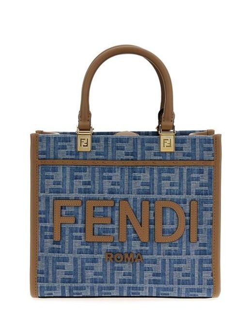 Fendi Blue ' Sunshine Small' Shopping Bag