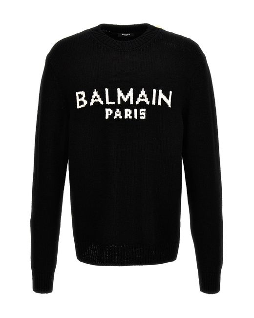 Balmain Pullover Mit Jacquard-Logo in Black für Herren