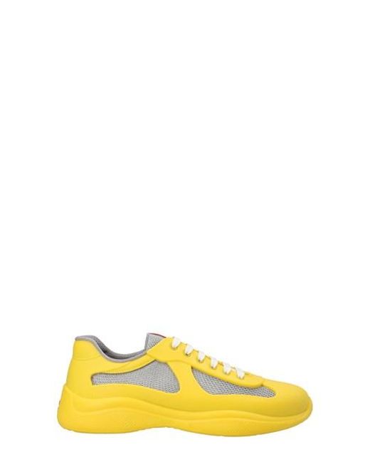 Prada Yellow America's Cup Soft Rubber And Bike Fabric Sneakers for men