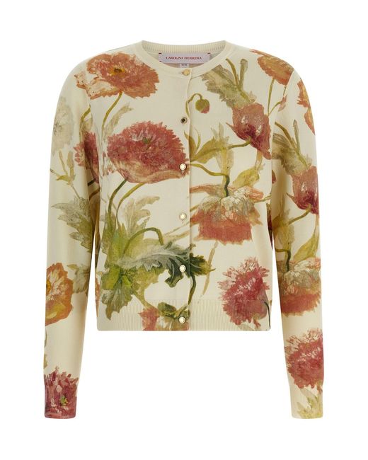 Carolina Herrera Multicolor Floral Print Cardigan