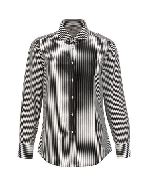 Camicia righe di Brunello Cucinelli in Gray da Uomo