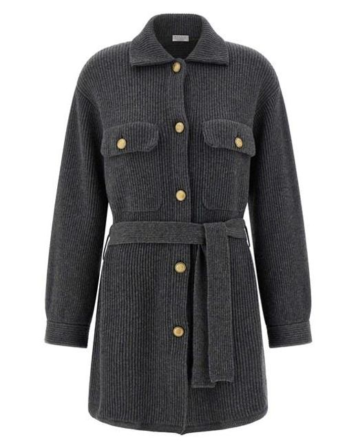 Brunello Cucinelli Black English Ribbed Cardigan