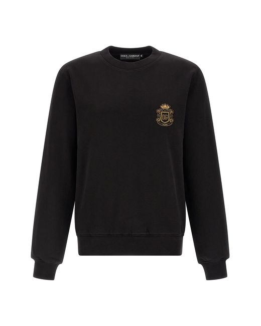 Dolce & Gabbana Black Heraldic Patch Sweatshirt for men
