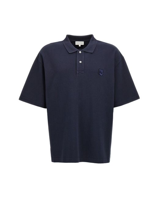 Maison Kitsuné Blue 'bold Fox Head' Polo Shirt for men