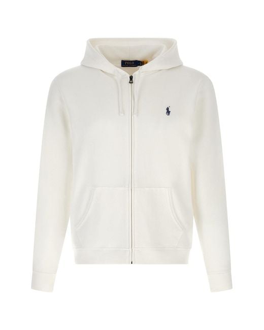 Polo Ralph Lauren White Loopback Cotton Hoodie for men