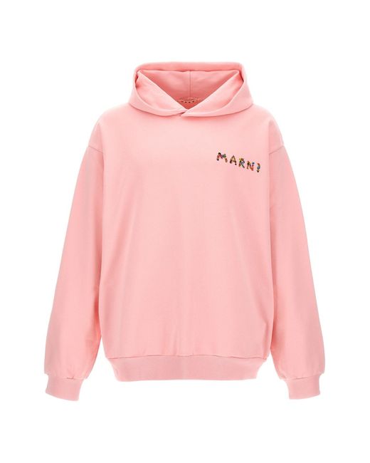 Marni Pink 'collage Bouquet' Hoodie for men