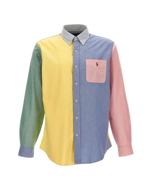 Polo Ralph Lauren White Patchwork Shirt With Logo Embroidery for men