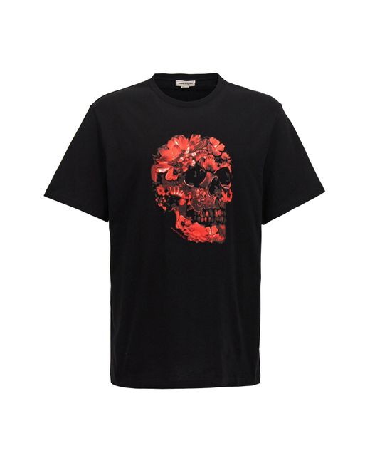 Alexander McQueen Black Printed T-shirt for men