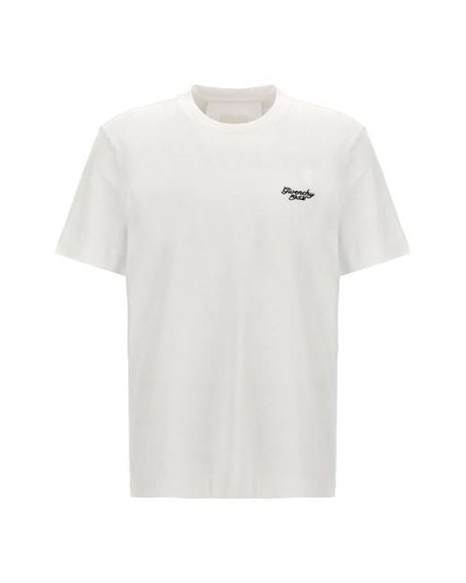 Givenchy White Logo Embroidery T-shirt for men