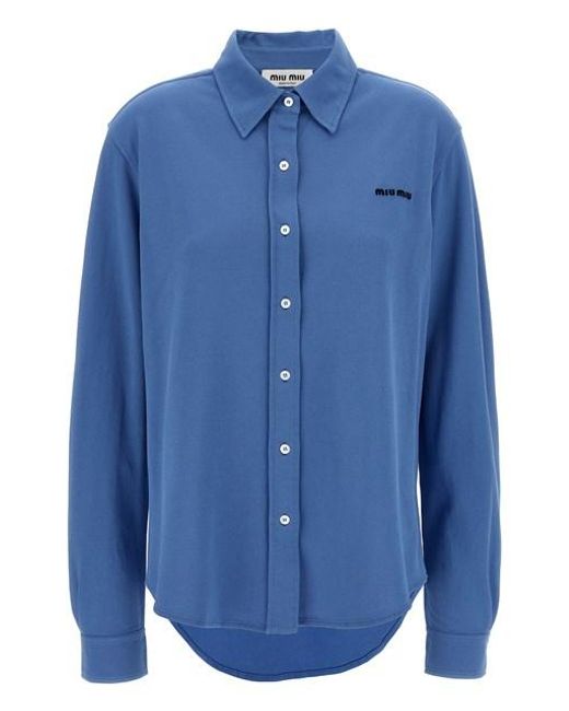 Miu Miu Blue Piquã Cotton Shirt