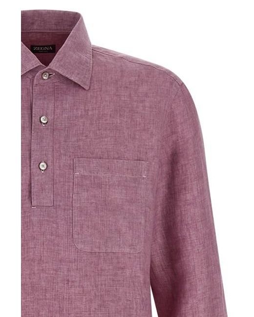 Polo 'Oasi Lino' di Zegna in Purple da Uomo