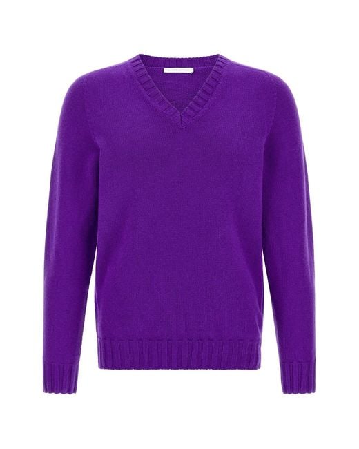 Oliver Lattughi Purple Cashmere Sweater for men
