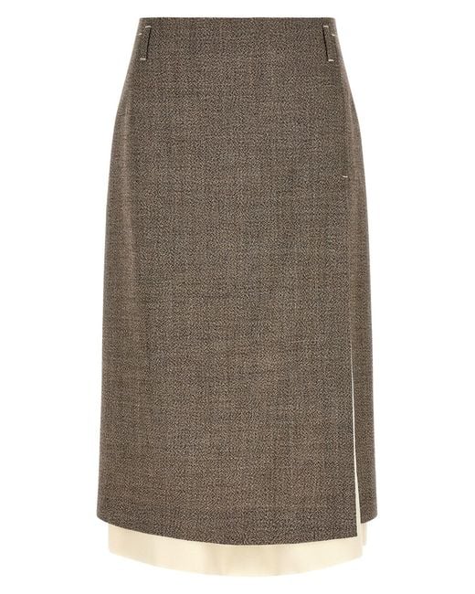 Tela Brown Multi-layer Hem Skirt