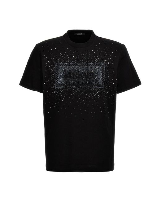 Versace Black Rhinestone Logo T-shirt for men