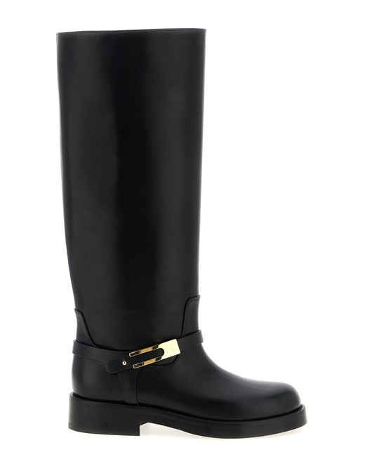 Elisabetta Franchi Black Logo Strap Boots