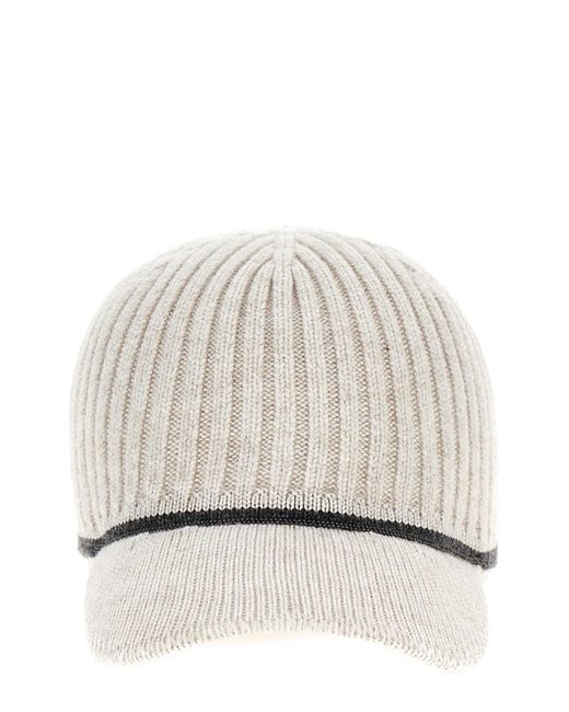 Brunello Cucinelli Natural Ribbed Knit Hat