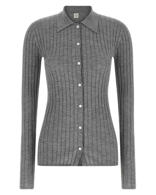 Totême Gray Ribbed Shirt