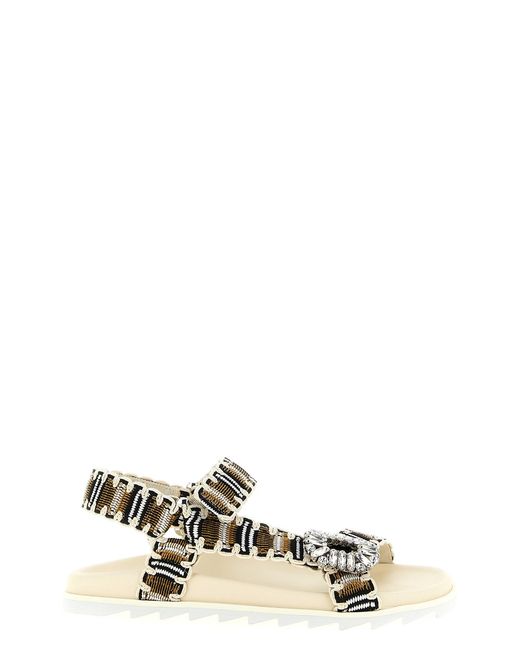 Roger Vivier White 'slidy Viv' Trek' Sandals