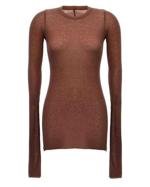 Rick Owens Brown 'Rib Ls T' T-Shirt