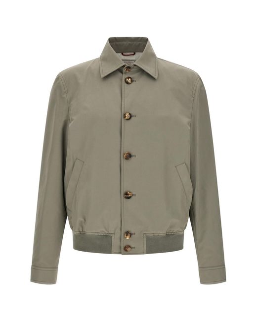 Brunello Cucinelli Green Bomber Jackets for men