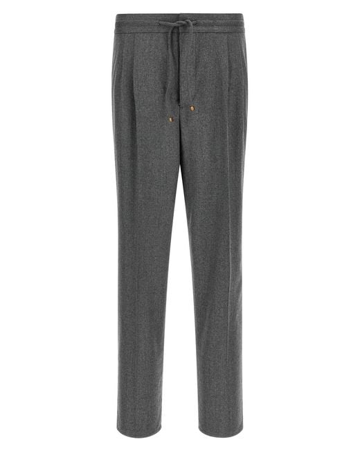 Brunello Cucinelli Gray Wool Flannel Pants for men