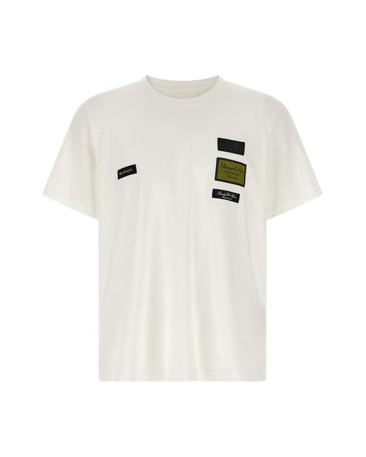 MM6 by Maison Margiela White 'etichette' Patch T-shirt for men