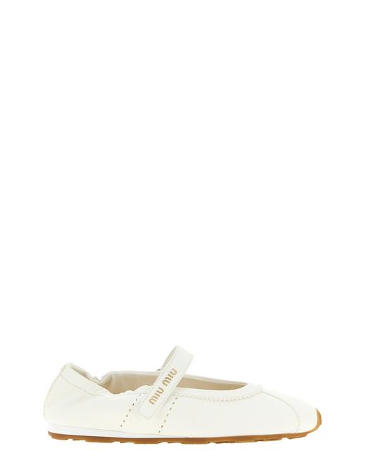 Miu Miu White 'plume' Ballet Flats