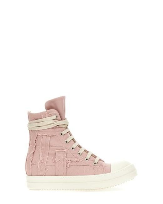 Rick Owens Drkshdw Pink Slashed High Top Trainers