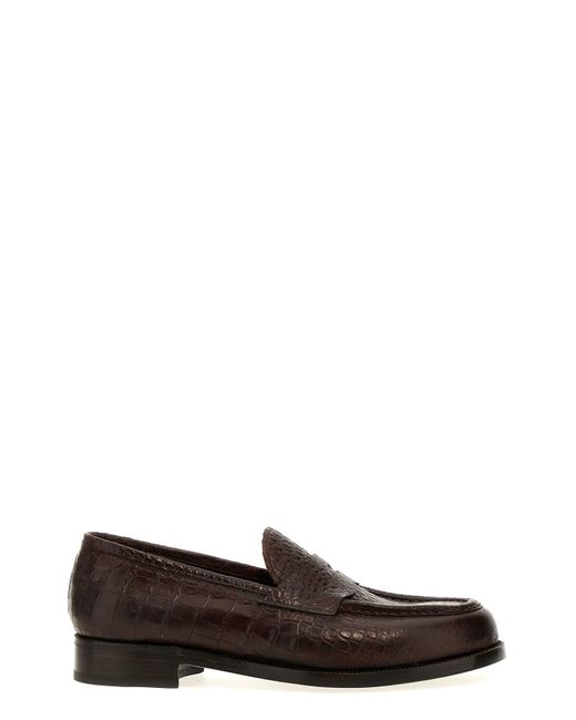 Lidfort Multicolor Croc Print Leather Loafers for men