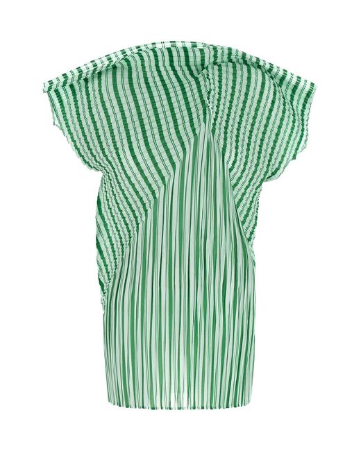Issey Miyake Green 'generic Stripes (machine Pleats)' Top