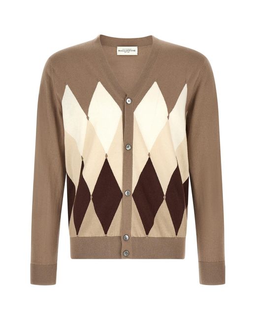 Ballantyne Brown Cardigan Argyle for men