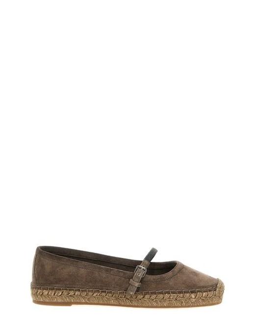 Espadrillas 'Precious Strap' di Brunello Cucinelli in Brown